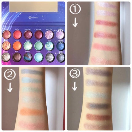 Galaxy Chic Baked Eyeshadow Palette/bh cosmetics/アイシャドウパレットを使ったクチコミ(3枚目)
