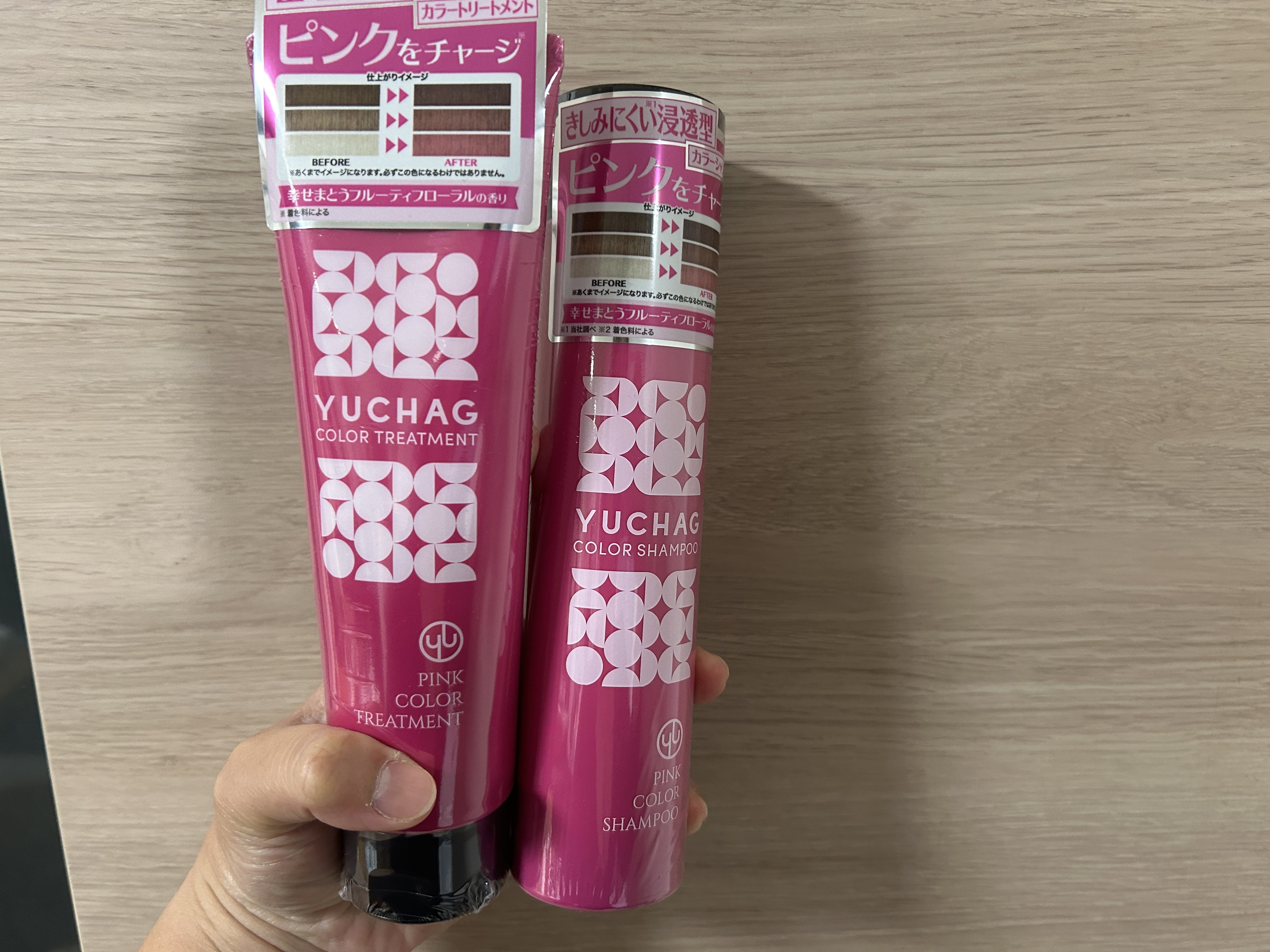 ユチャ　カラーシャンプー/カラートリートメント セット（ピンク）/YUCHAG/市販シャンプーを使ったクチコミ（1枚目）