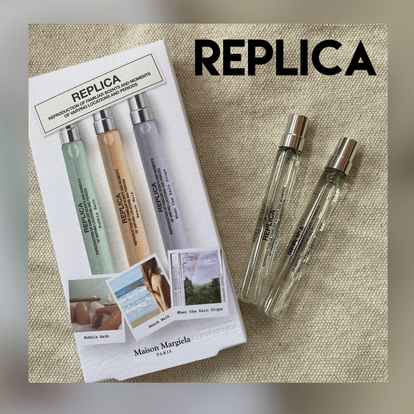 MAISON MARTIN MARGIELA PARFUMS
レプリカ ディスカバリー セット
✼••┈┈••✼••┈┈••✼••┈┈••✼••┈┈••✼
絶妙なネーミングセンスに惹かれて
お試しにセットで購入♡
✼••┈┈••✼••┈┈•