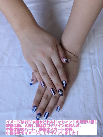 セリア JewelryStickerのクチコミ「♪̊̈おジャ魔女どれみ 概念ネイル♪̆̈
こんにちは!PINOです🐣
今回はおジャ魔.....」(3枚目)