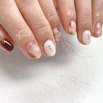 #ネイル,#ジェルネイル,#ニュアンスネイル,#キラキラネイル,#大人ネイル,#秋ネイル,#冬ネイル,#もやもやネイル,#ブラウンネイル,#ショートネイルのネイルデザイン