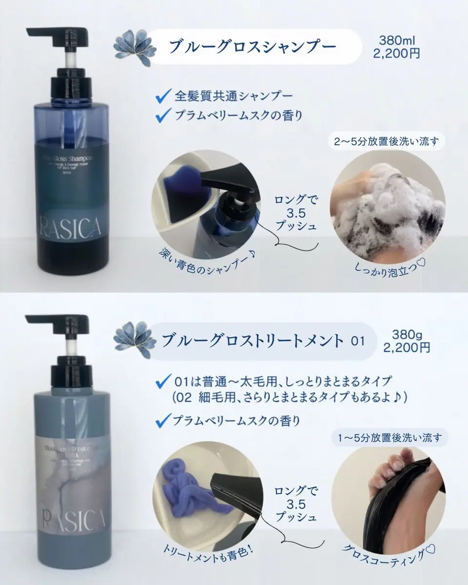 ブルーグロスシャンプー/トリートメント/rasica/市販シャンプーを使ったクチコミ（3枚目）