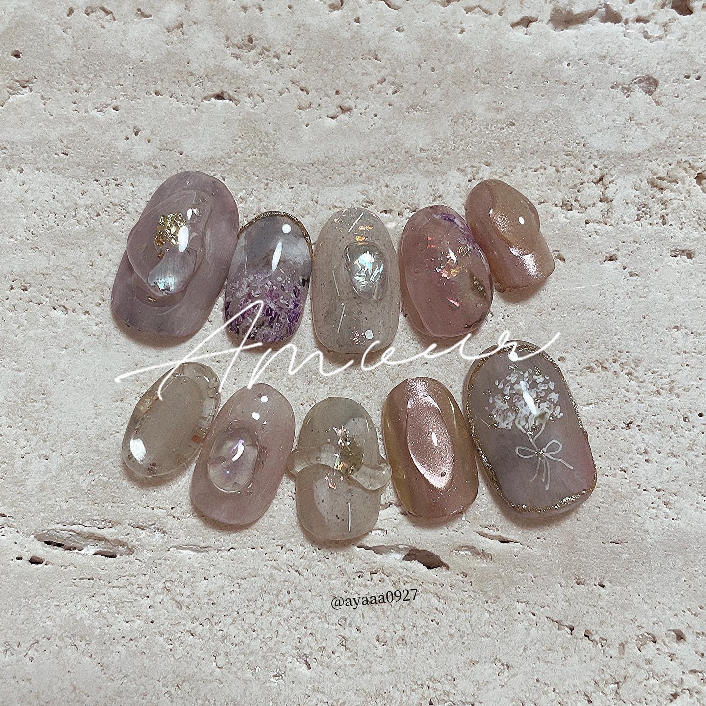 #ブライダルネイル,#絵画ネイル,#ぷくぷくネイルのネイルデザイン