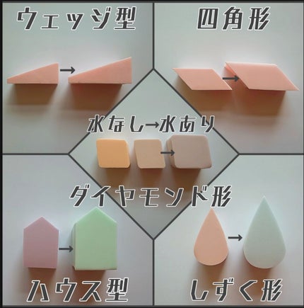 メイクアップスポンジ しずく型/DAISO/パフ・スポンジを使ったクチコミ(2枚目)