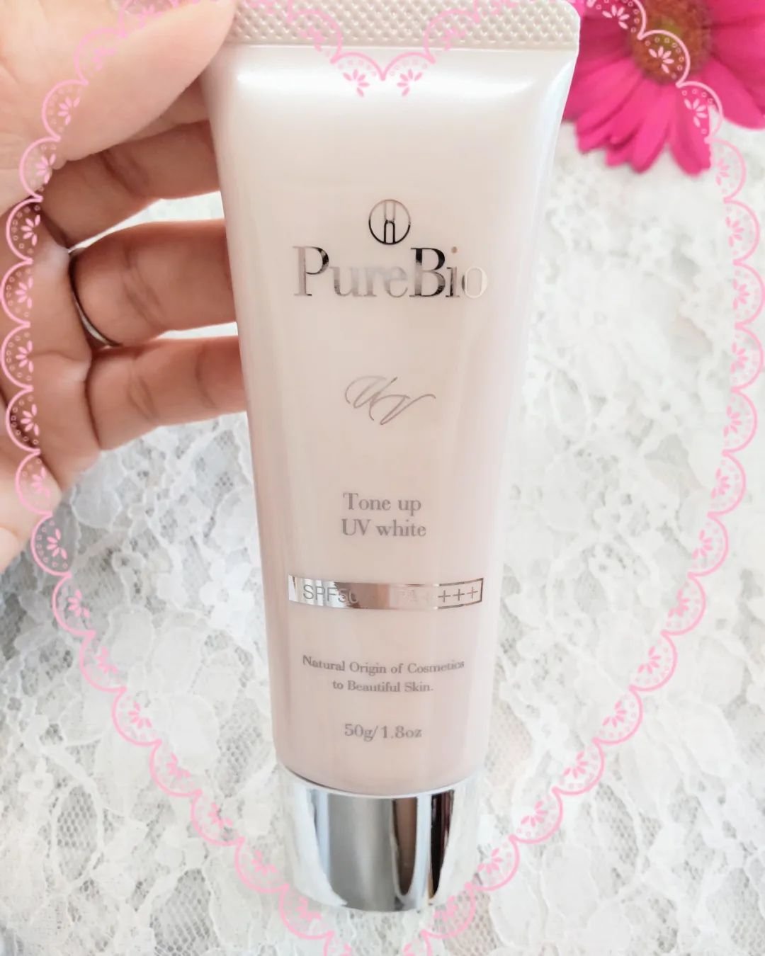 トーンアップUVホワイト/ピュールビオ/日焼け止めクリームを使ったクチコミ（1枚目）