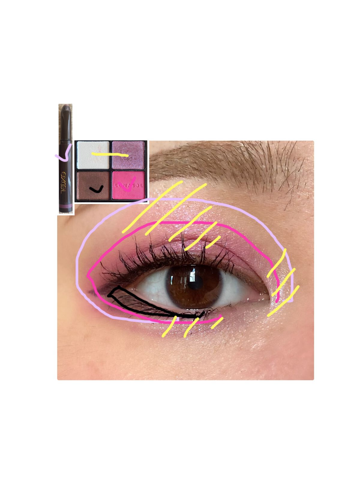 グリームオンフィットシャドウ/excel/スティックアイシャドウを使ったクチコミ（3枚目）