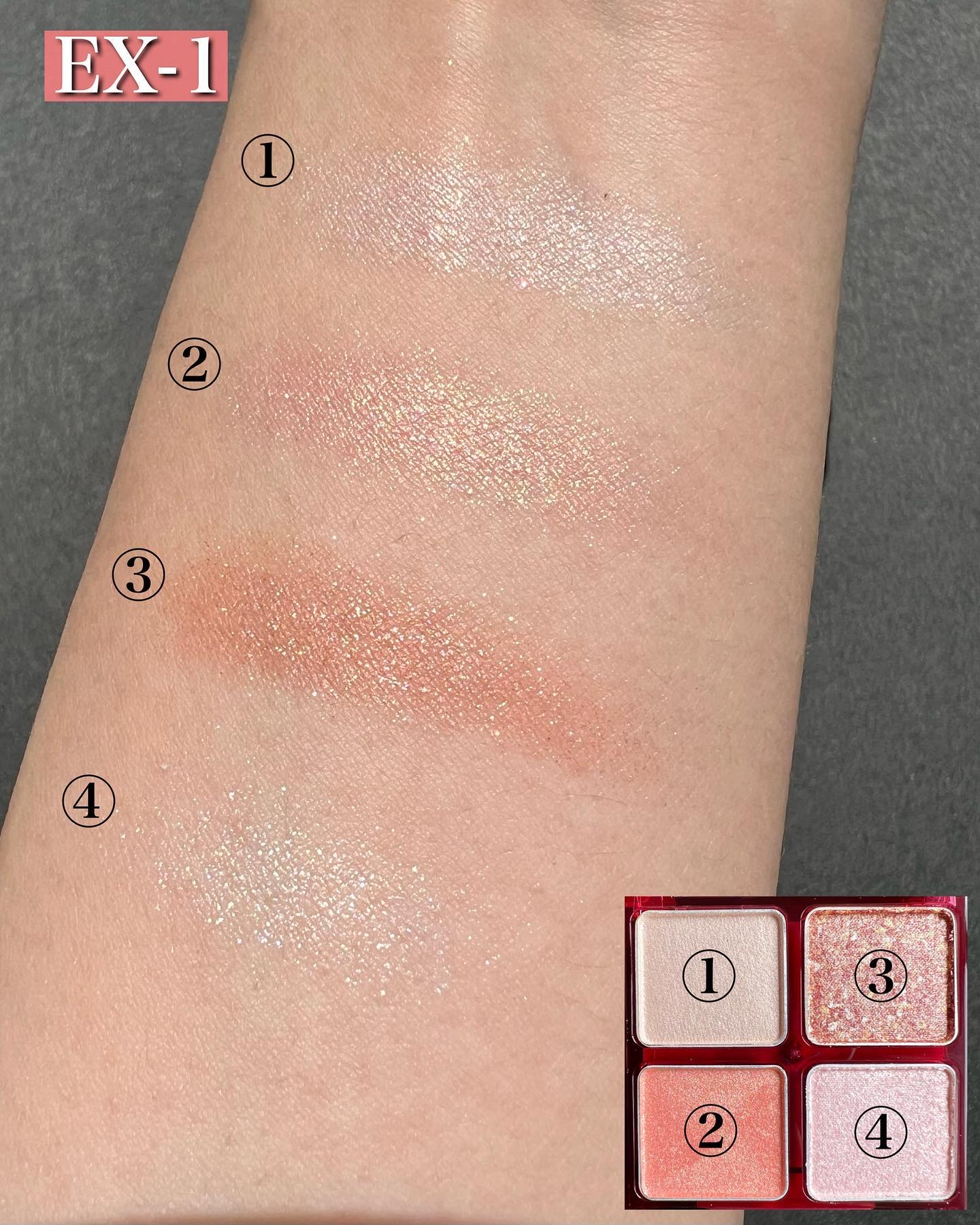 ビーチバカンスグリッターパレット EX-1ピンキーサンライズ：日の出時間にピンク色に染まる海/KATE/アイシャドウパレットを使ったクチコミ（3枚目）