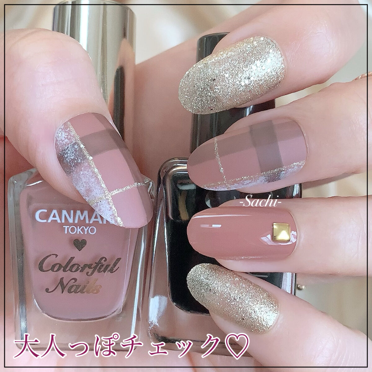 #セルフネイル,#チェックネイル,#冬ネイル,#簡単ネイル,#プチプラネイルのネイルデザイン