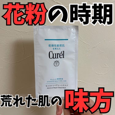 キュレル 潤浸保湿 モイストリペアシートマスクのクチコミ「花粉症肌荒れの救世主✨オススメパック紹介
✼••┈┈••✼••┈┈••✼••┈┈••✼••┈┈.....」（1枚目）