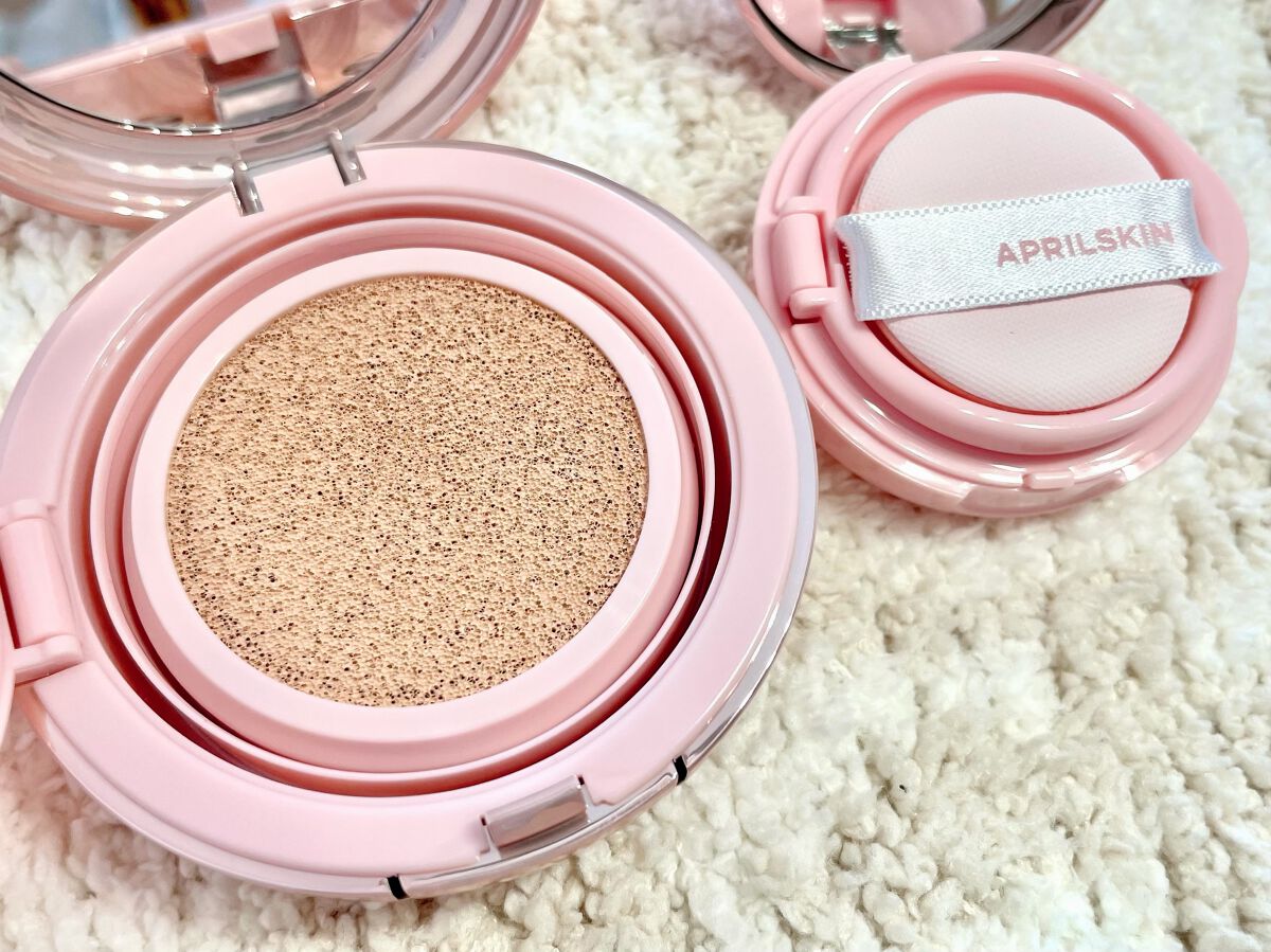 ハイパーカバーフィットクッション ピンク(桜エディション)/APRILSKIN/クッションファンデーションを使ったクチコミ(2枚目)