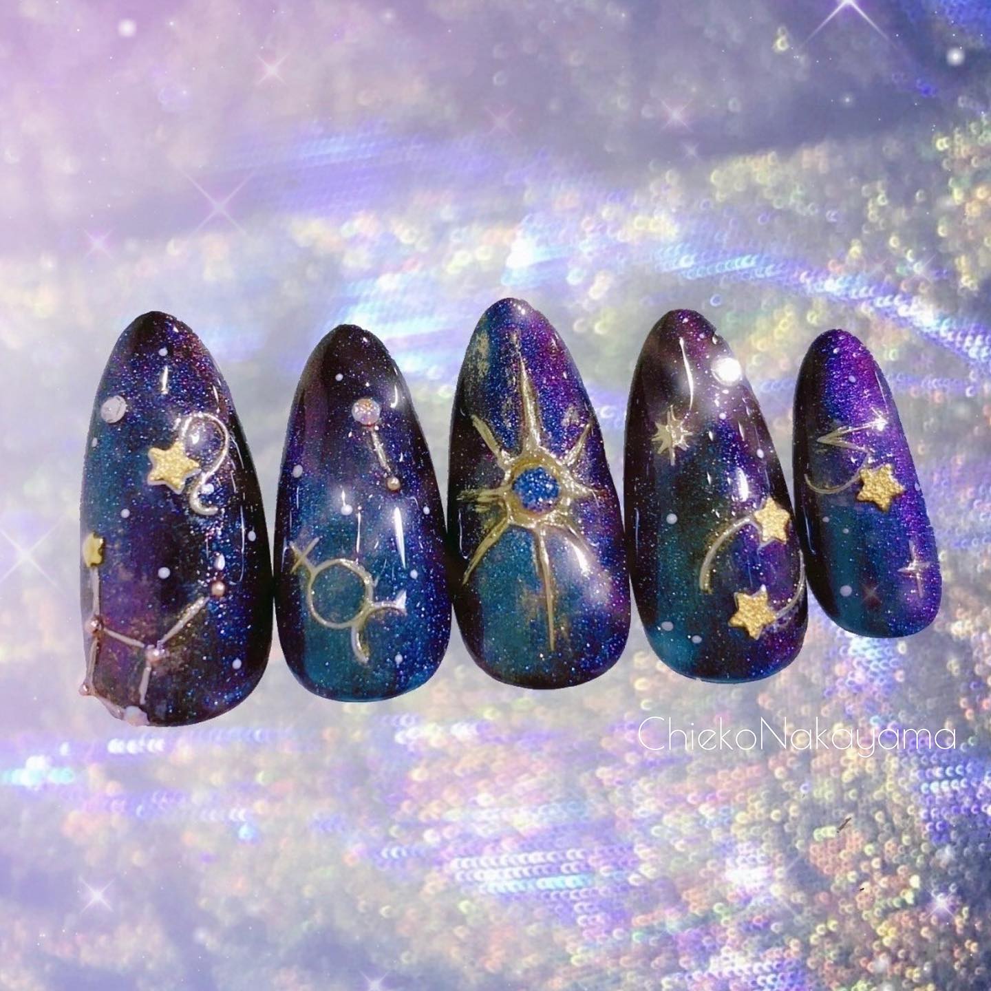 #ネイル,#宇宙ネイル,#星座ネイルのネイルデザイン