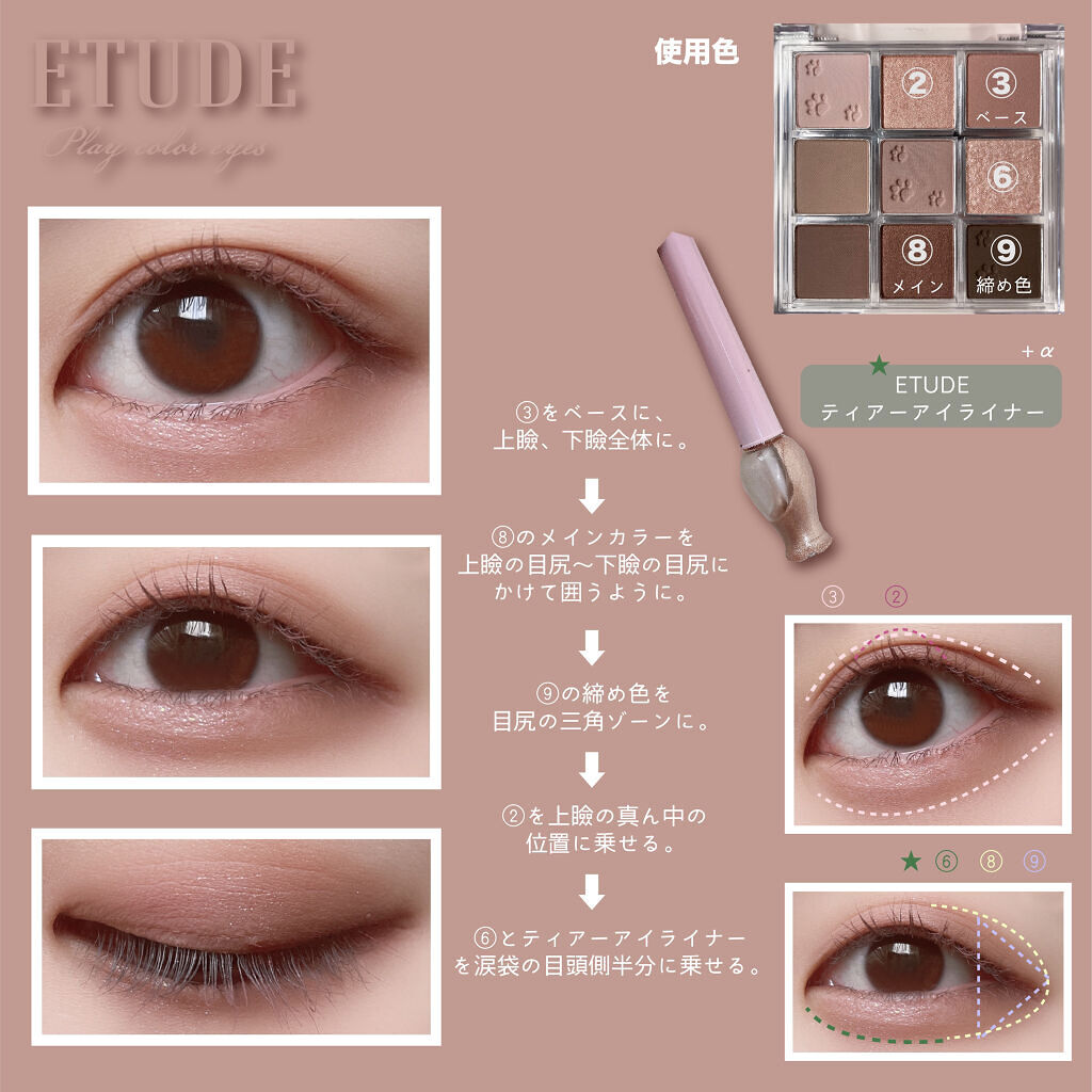 プレイカラーアイズ ダスティキャット/ETUDE/アイシャドウパレットを使ったクチコミ（2枚目）