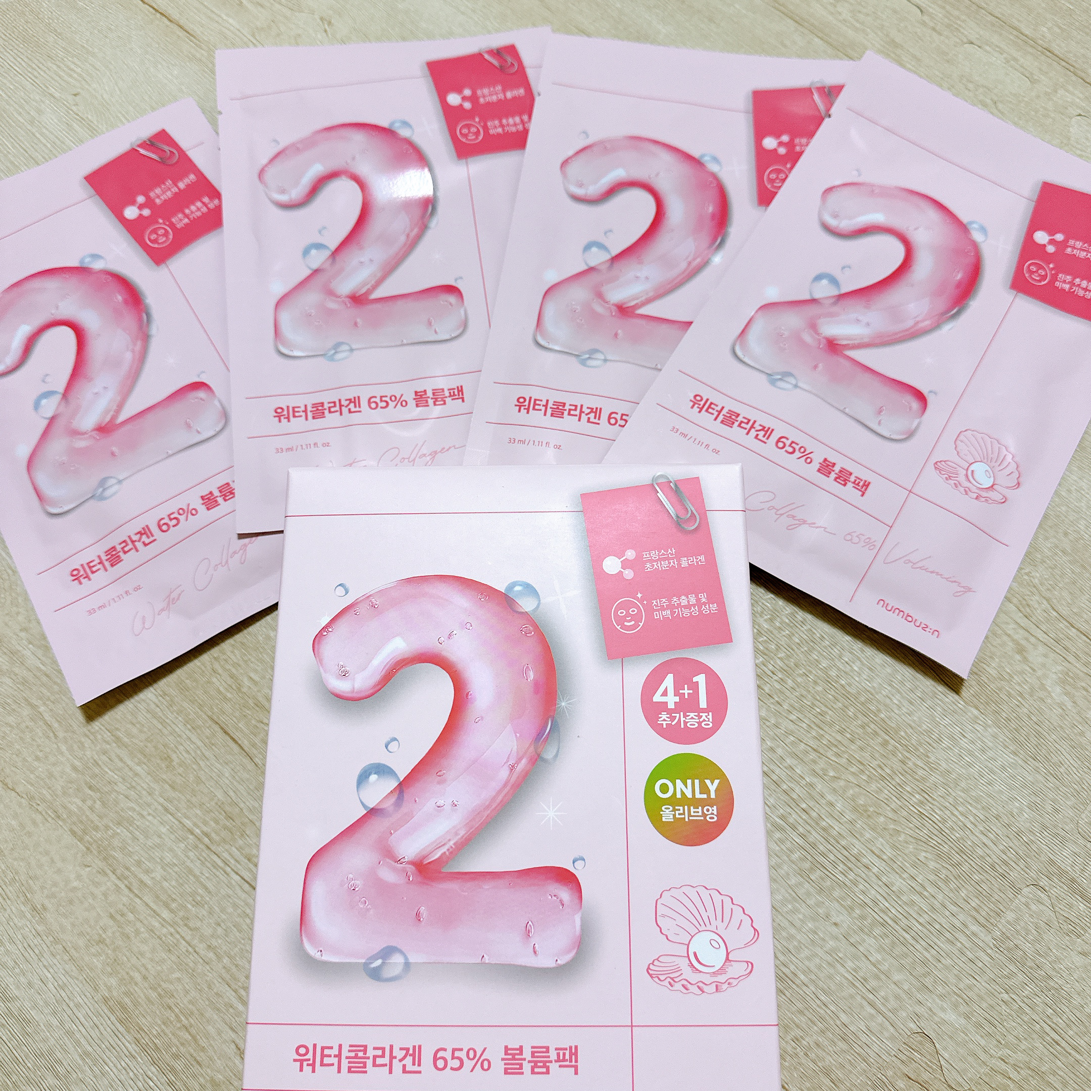 2番 うるもち65％コラーゲンシートマスク 4枚入り/numbuzin/シートマスク・パックを使ったクチコミ（2枚目）