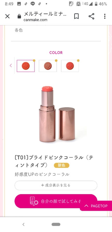 メルティールミナスルージュ(ティントタイプ)/キャンメイク/リップティントを使ったクチコミ(2枚目)