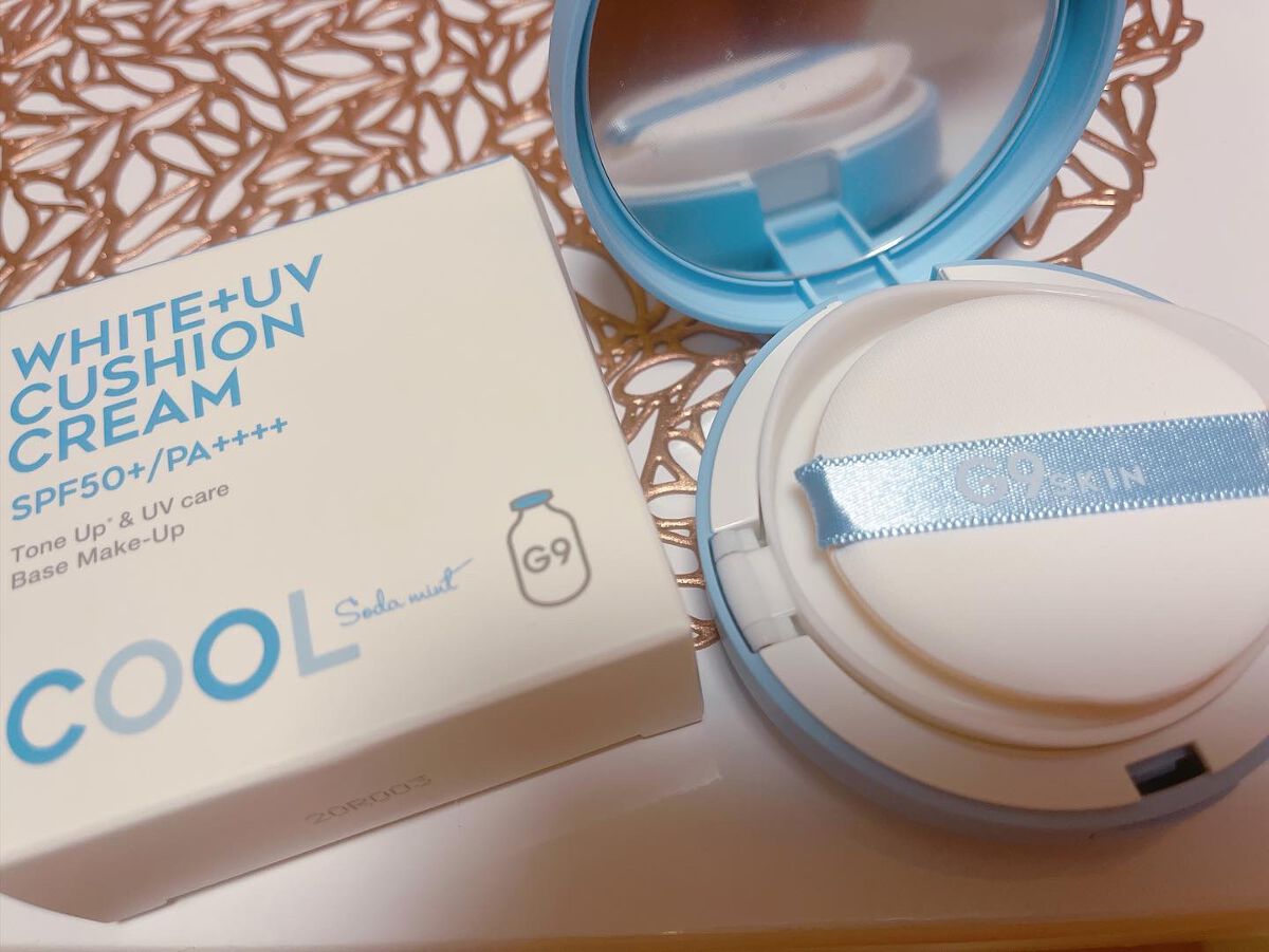 WHITE +UV CUSHION CREAM #COOL/G9SKIN/日焼け止めクリームを使ったクチコミ（2枚目）