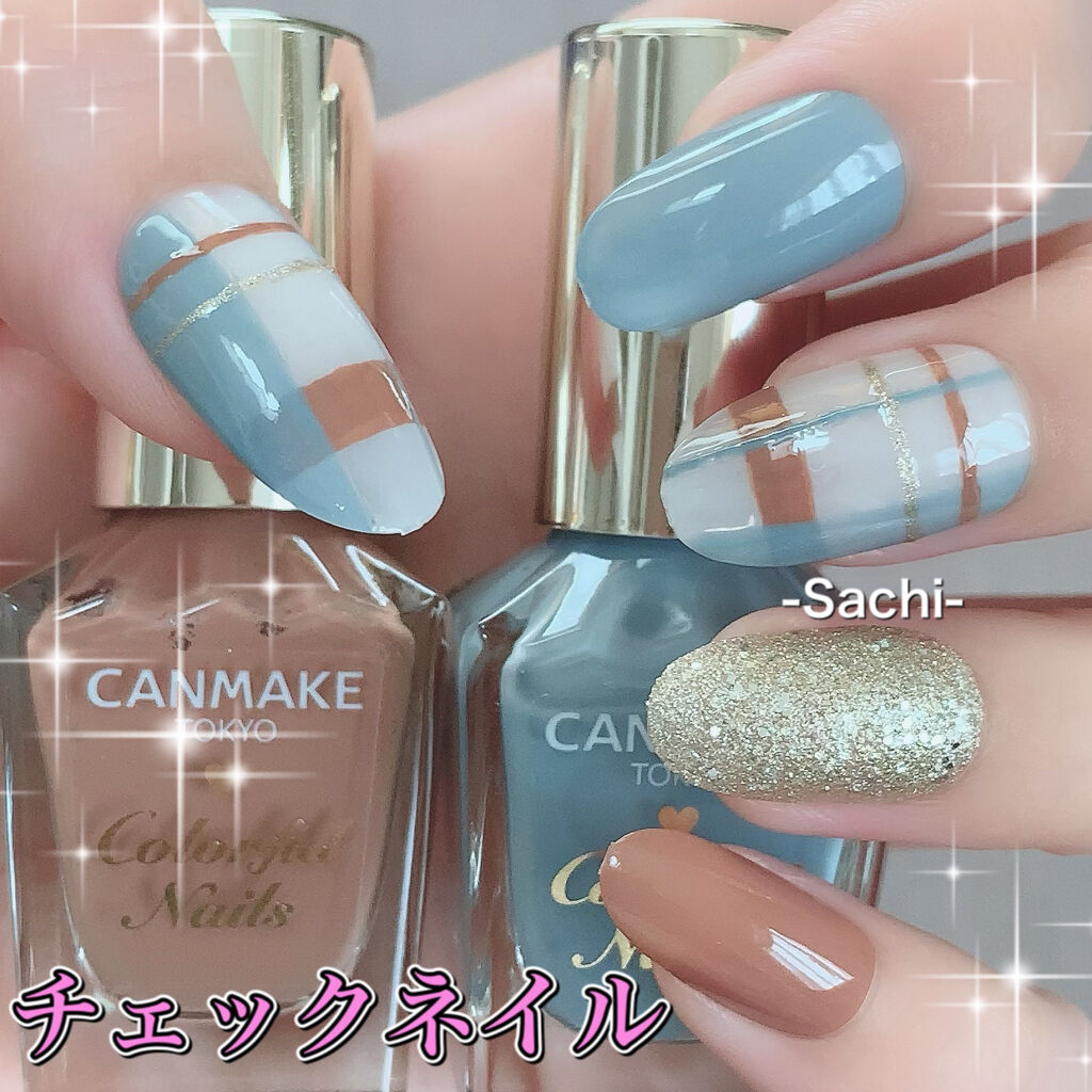 #セルフネイル,#チェックネイル,#秋ネイルのネイルデザイン