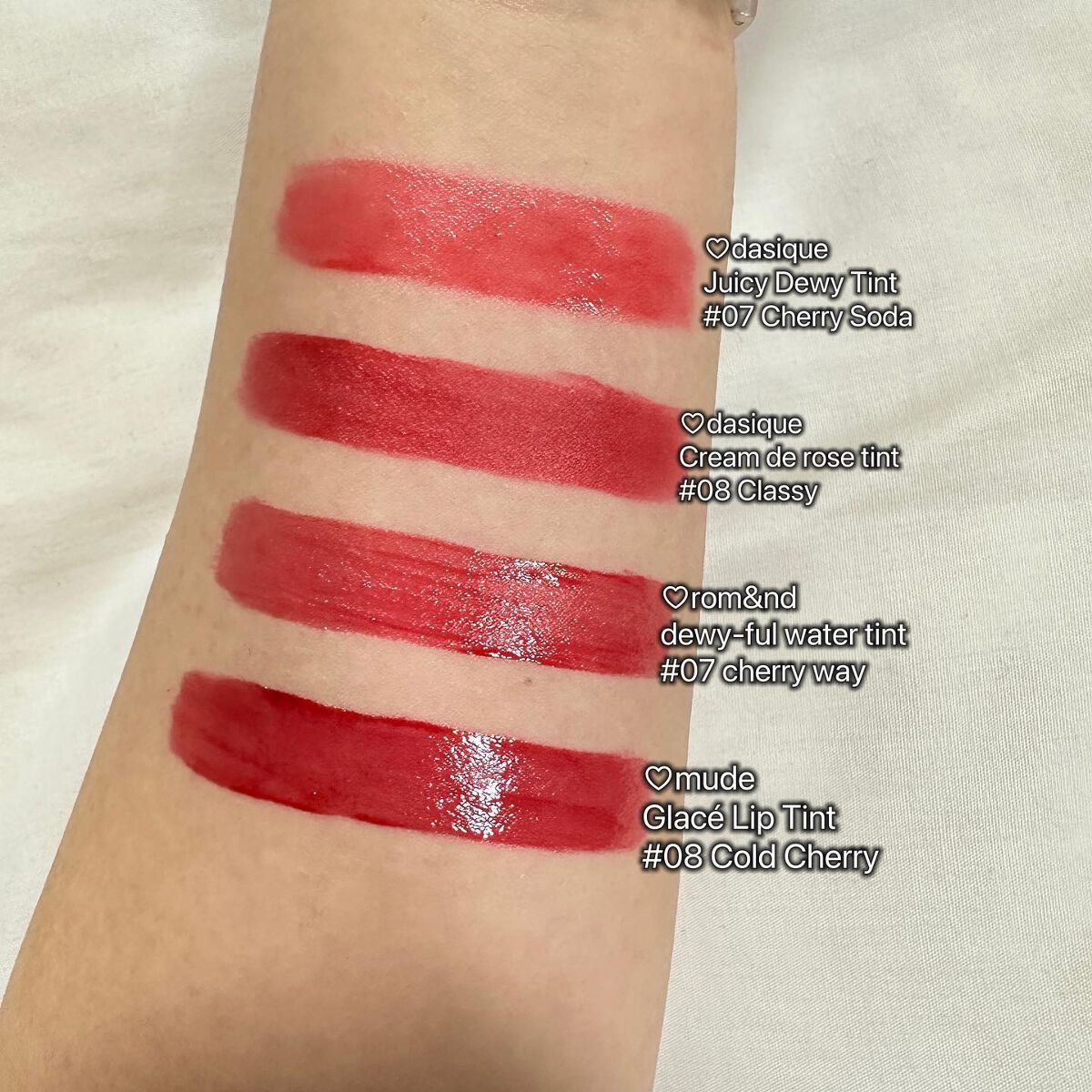 グラッセリップティント 08 コールドチェリ/mude./リップティントを使ったクチコミ（2枚目）