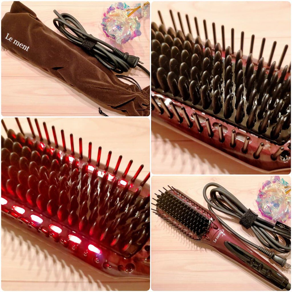 Le ment ストレートヒートブラシのクチコミ「理想のツヤ✨
ナチュラルストレートヘアを日常に💖

箱を開けると、
街運びに便利なポーチに入っ.....」（2枚目）