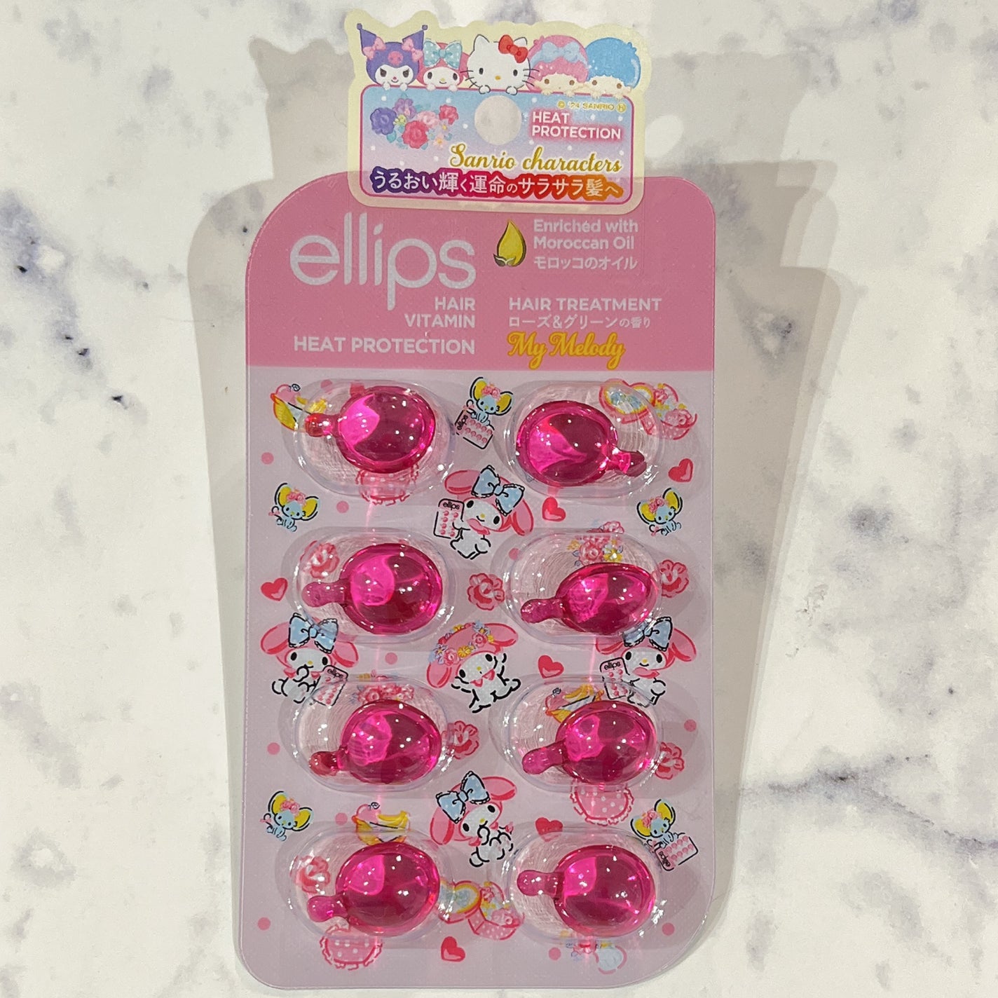 【サンリオ限定デザイン】ellips(エリップス)ヘアオイル シートタイプ8粒 (ピンク/ローズ&グリーンの香り)マイメロ/ellips/ヘアオイルを使ったクチコミ(1枚目)