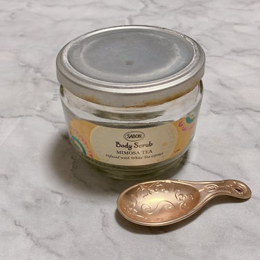 SABON ボディスクラブ ミモザティーのクチコミ「SABON(サボン)
ボディスクラブ
ミモザティー
￥3,960

使い切ったのでレビューさせ.....」（2枚目）