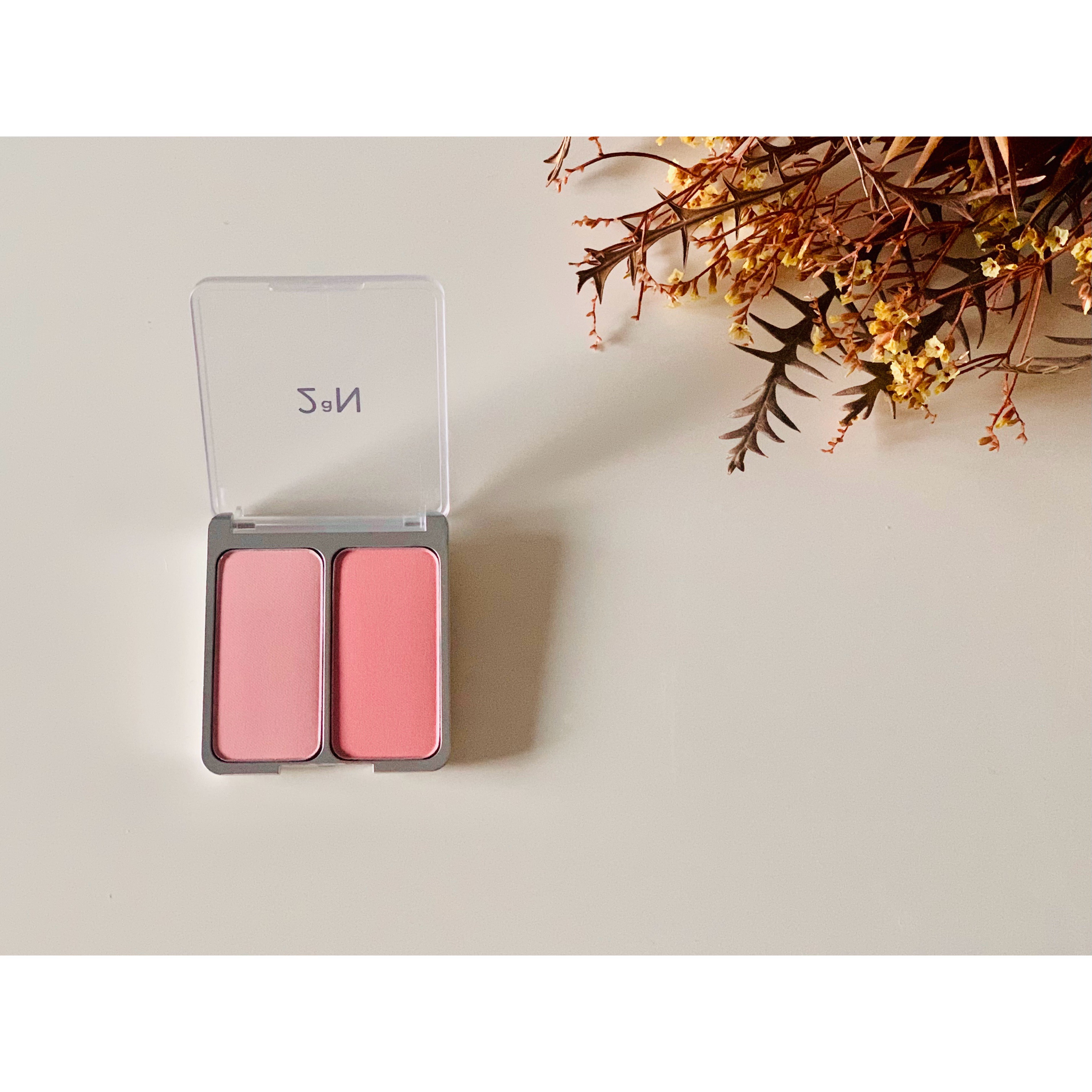 ⠀
チークをのせるだけで、印象が本当にあかるくなりますよね。今回、【２aN】
デュアルチーク　02　ラブロージー を購入しました！

ライトなピーチピンク色と活き活きとしたピーチピンクで、上品な表情をつくってくれて気に入ってます。

2色を