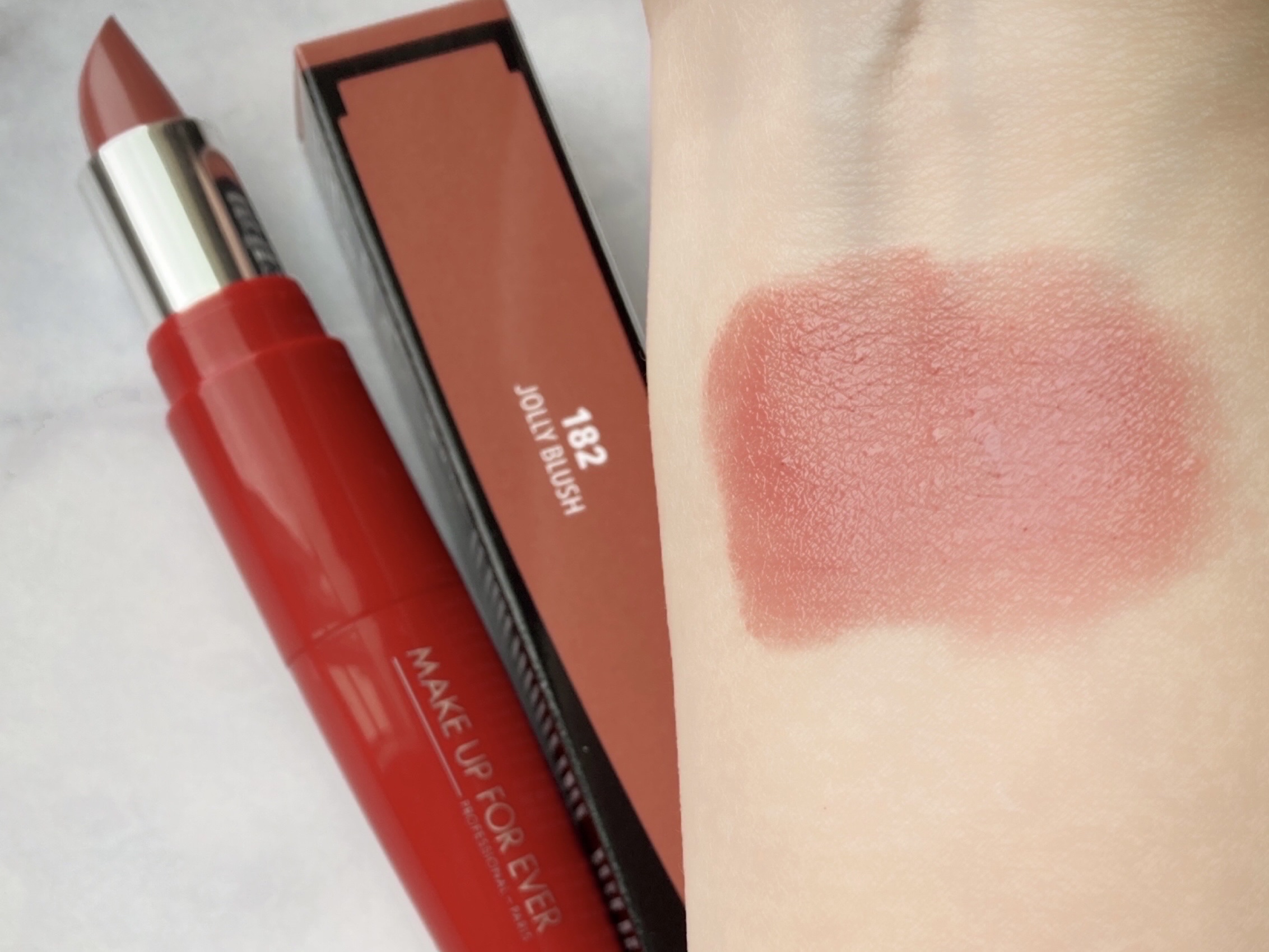 ルージュアーティスト シャインオン 182 ジョリーブラッシュ/MAKE UP FOR EVER/口紅を使ったクチコミ（3枚目）