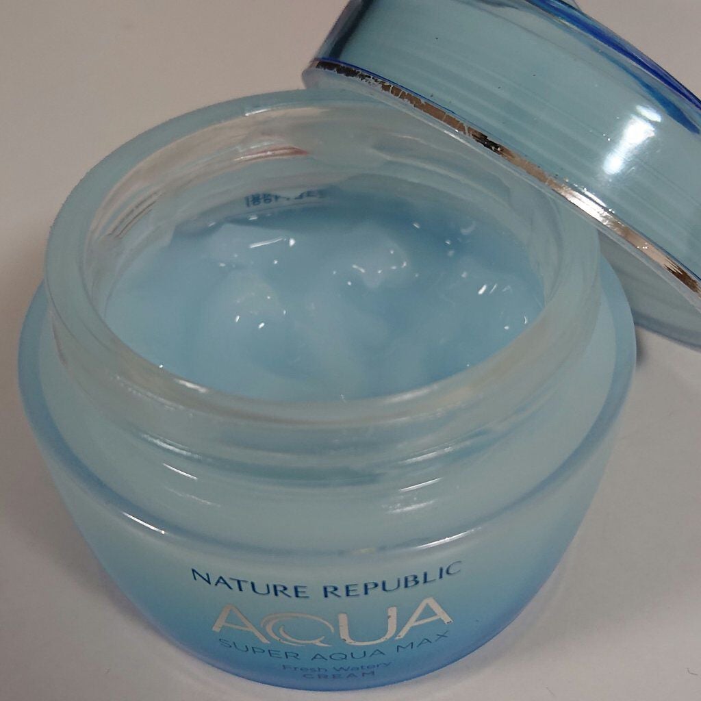 スーパーアクアマックス フレッシュ水分クリーム (オイリー肌)/ネイチャーリパブリック/フェイスクリームを使ったクチコミ(2枚目)