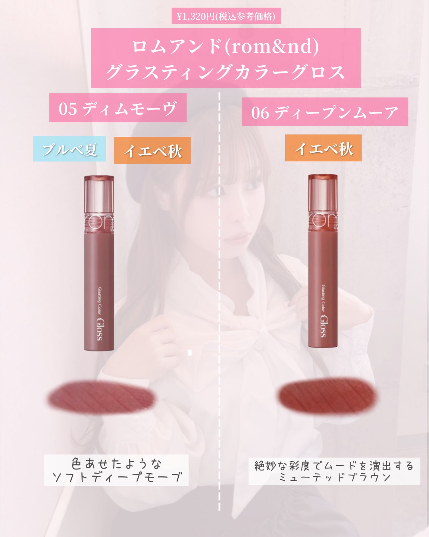 グラスティングカラーグロス/rom&nd/リップグロスを使ったクチコミ(4枚目)