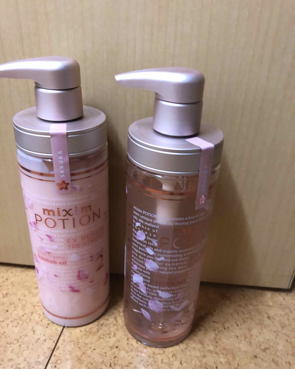 ミクシムポーション EXリペア 限定チェリーブロッサム シャンプー&ヘアトリートメントペアセット/mixim POTION/市販シャンプーを使ったクチコミ(1枚目)