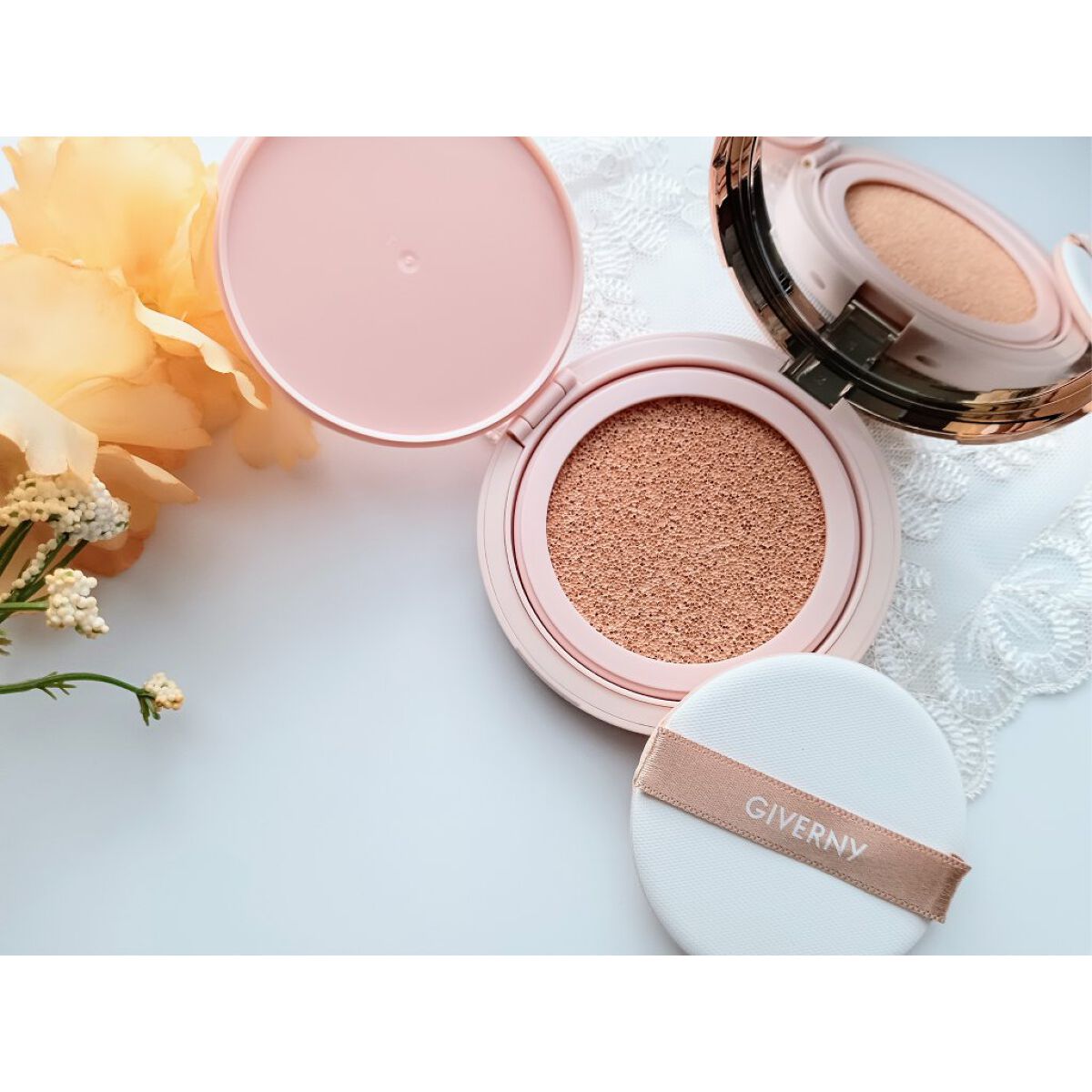 密着カバークッション 21 ライトベージュ/GIVERNY/クッションファンデーションを使ったクチコミ（2枚目）