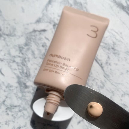 3番 ノーファンデ陶器肌トーンアップクリーム/numbuzin/化粧下地を使ったクチコミ(2枚目)