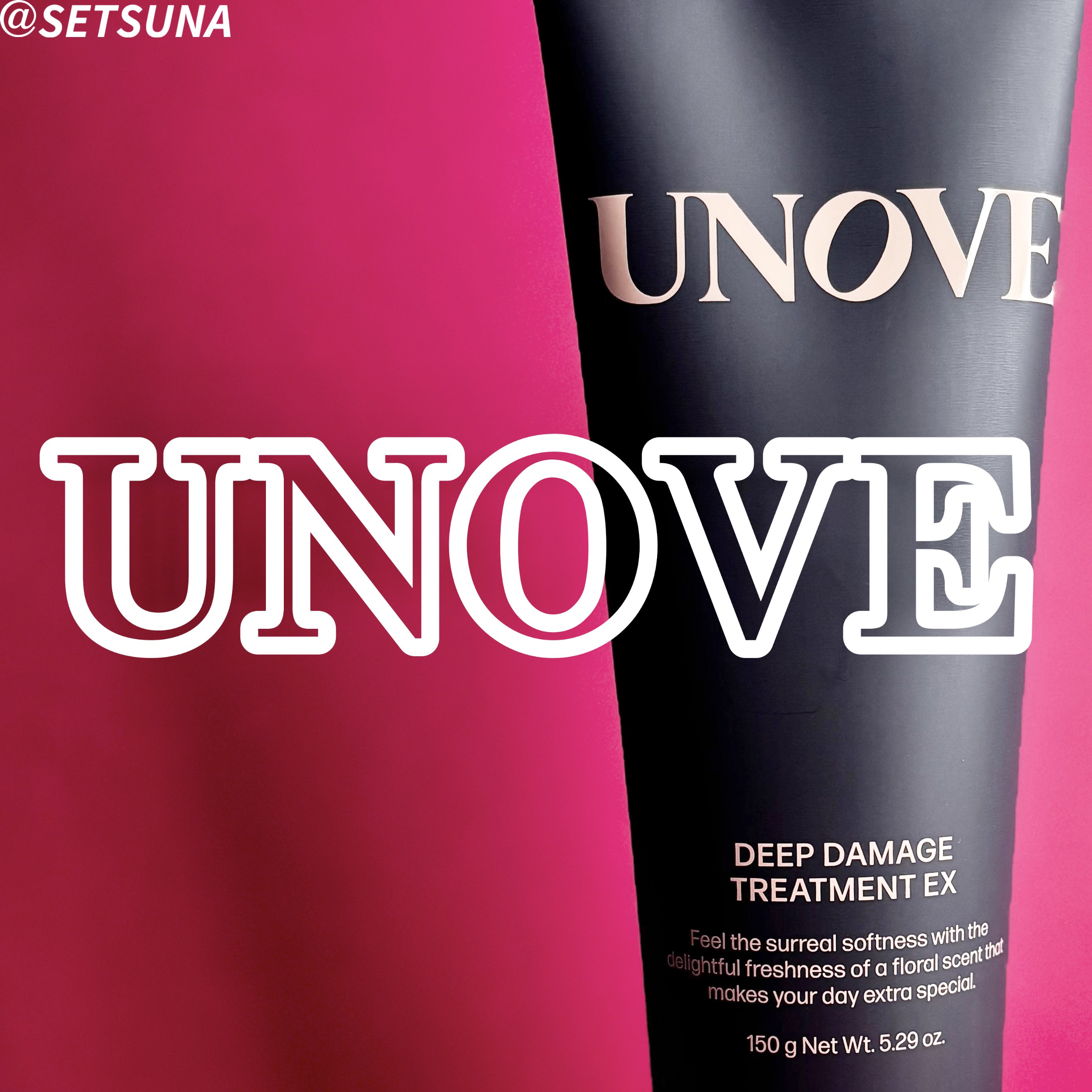 

UNOVE
ディープダメージトリートメントEX
________________________________


洗い流すタイプのヘアトリートメント。
髪の核心構成成分であるケラチン-PFが30,000ppmと最大量配合で髪の毛を素