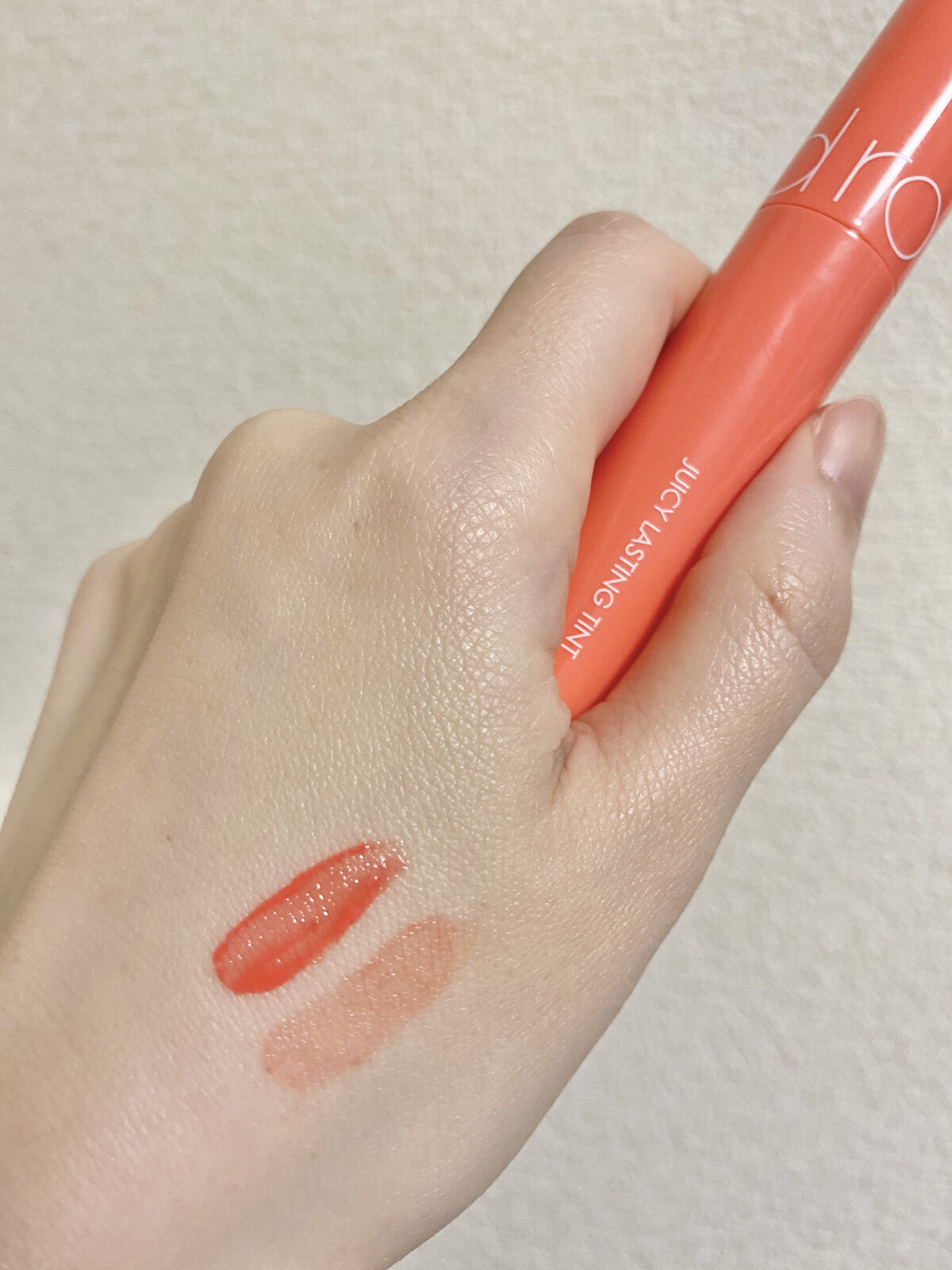 ジューシーラスティングティント 05 ピーチミー(PEACH ME)/rom&nd/リップティントを使ったクチコミ（2枚目）