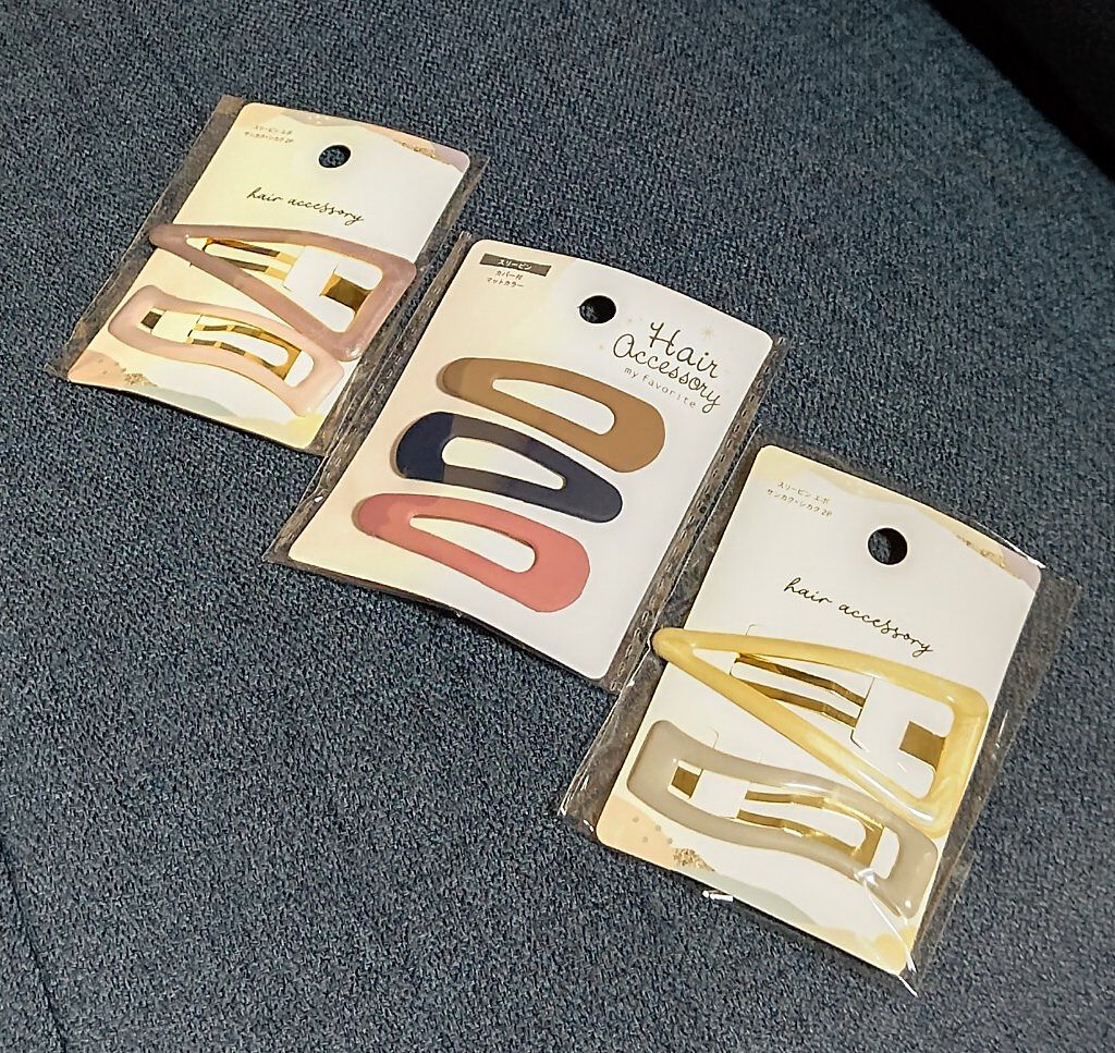 スリーピン カバー マットカラー 中 3P/セリア/ヘアアクセサリーを使ったクチコミ（1枚目）