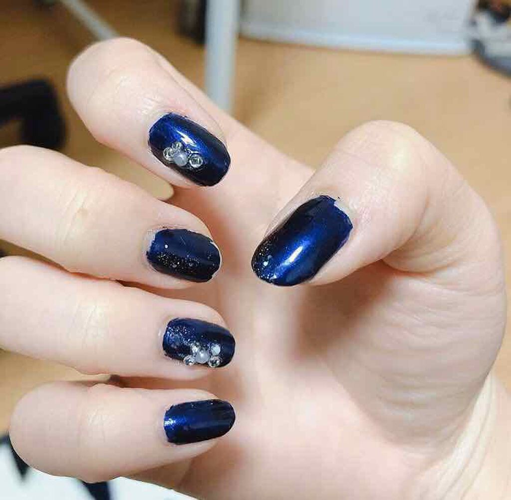 #百均ネイル,#プチプラネイル,#セルフネイル,#夜ネイル,#春恋ネイルのネイルデザイン