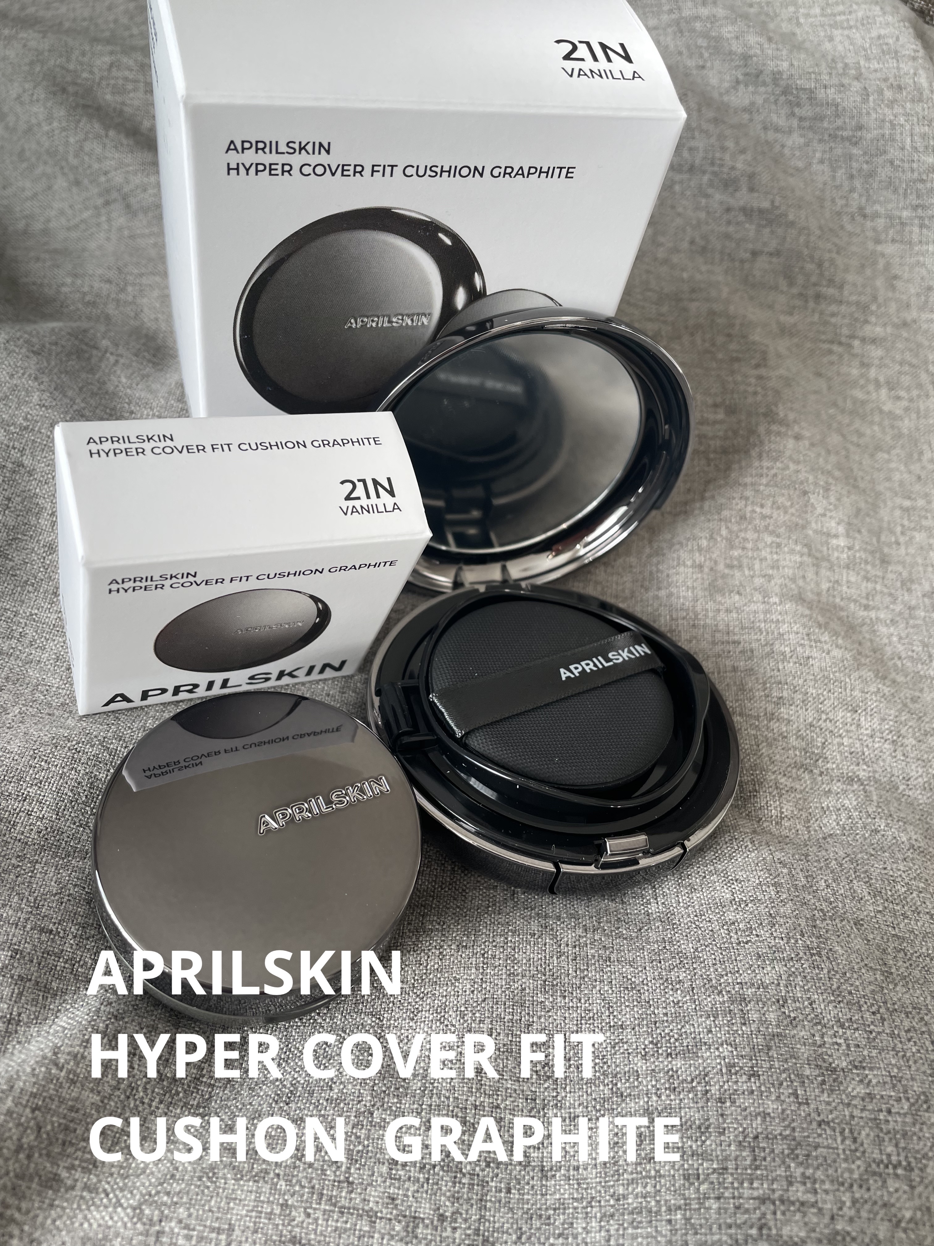 ハイパーカバーフィットクッション  グラファイト/APRILSKIN/クッションファンデーションを使ったクチコミ（1枚目）