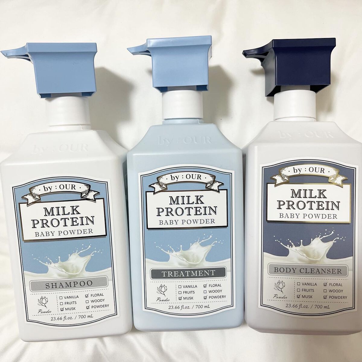 ミルクプロテイン シャンプー/ トリートメント ベビーパウダー シャンプー 700ml/by : OUR/サロンシャンプーを使ったクチコミ（1枚目）