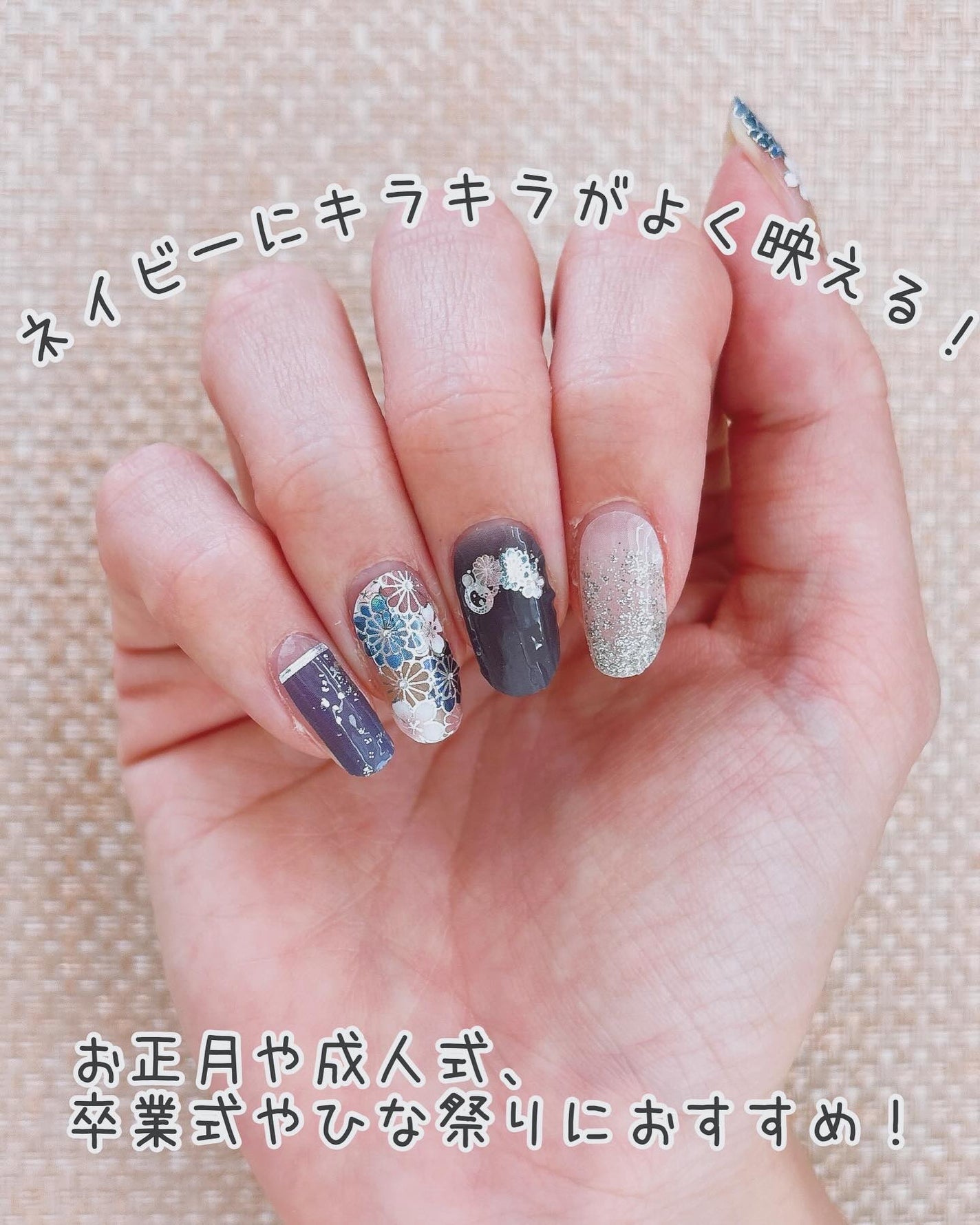 貼るジェルネイル/セリア/ネイルシールを使ったクチコミ(7枚目)