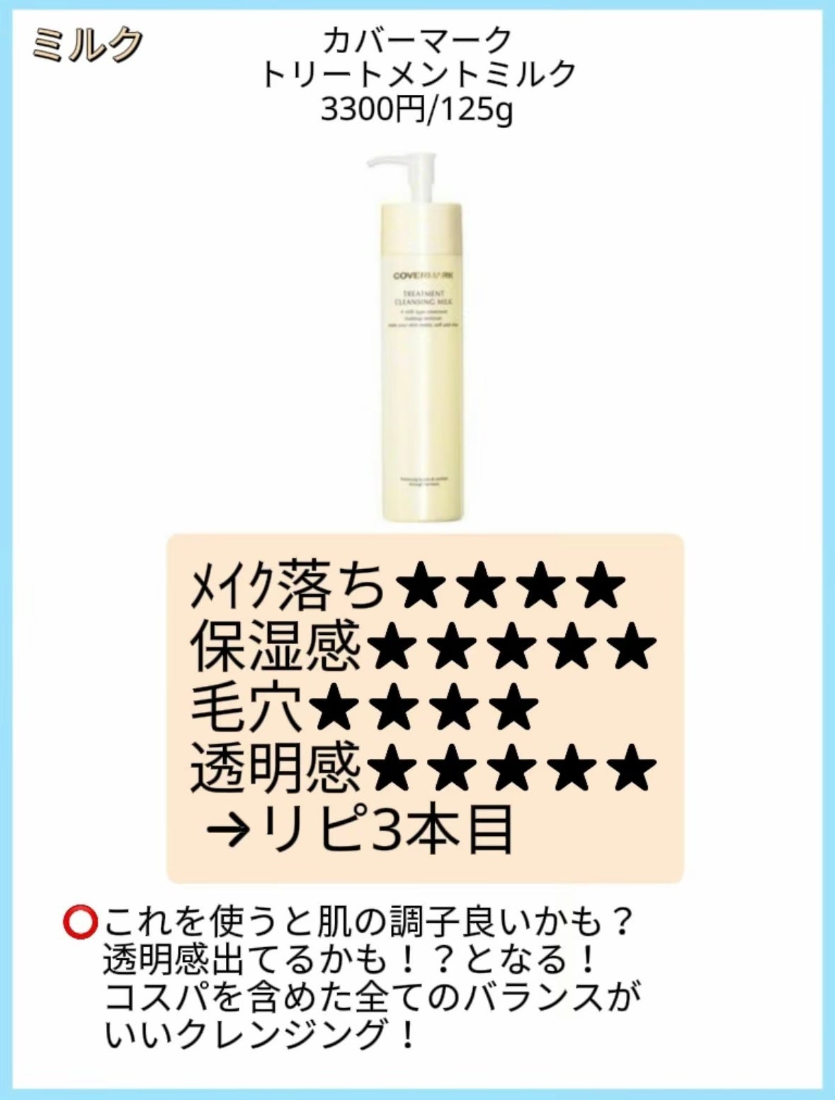 トリートメント クレンジング ミルク/COVERMARK/ミルククレンジングを使ったクチコミ(7枚目)