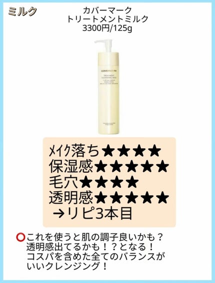 トリートメント クレンジング ミルク/COVERMARK/ミルククレンジングを使ったクチコミ(7枚目)