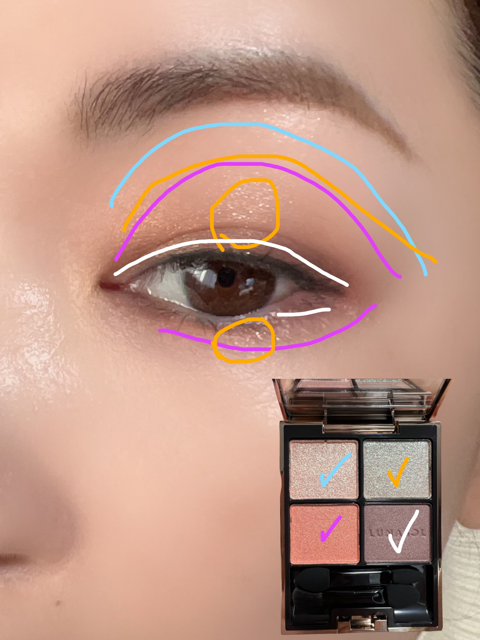 アイカラーレーション EX34 Gleaming Rise(店舗限定)/LUNASOL/アイシャドウパレットを使ったクチコミ（3枚目）