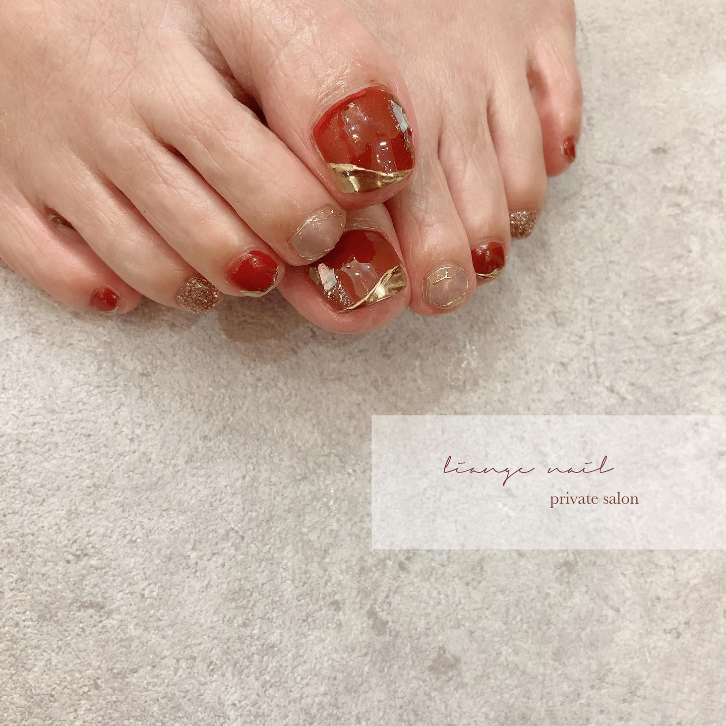 #リアンジェネイル,#柏ネイル,#ネイル,#ニュアンスネイル,#大人ニュアンスネイル,#秋ネイル,#冬ネイル,#シェルネイル,#ミラーネイル,#フットネイル,#秋フットネイルのネイルデザイン