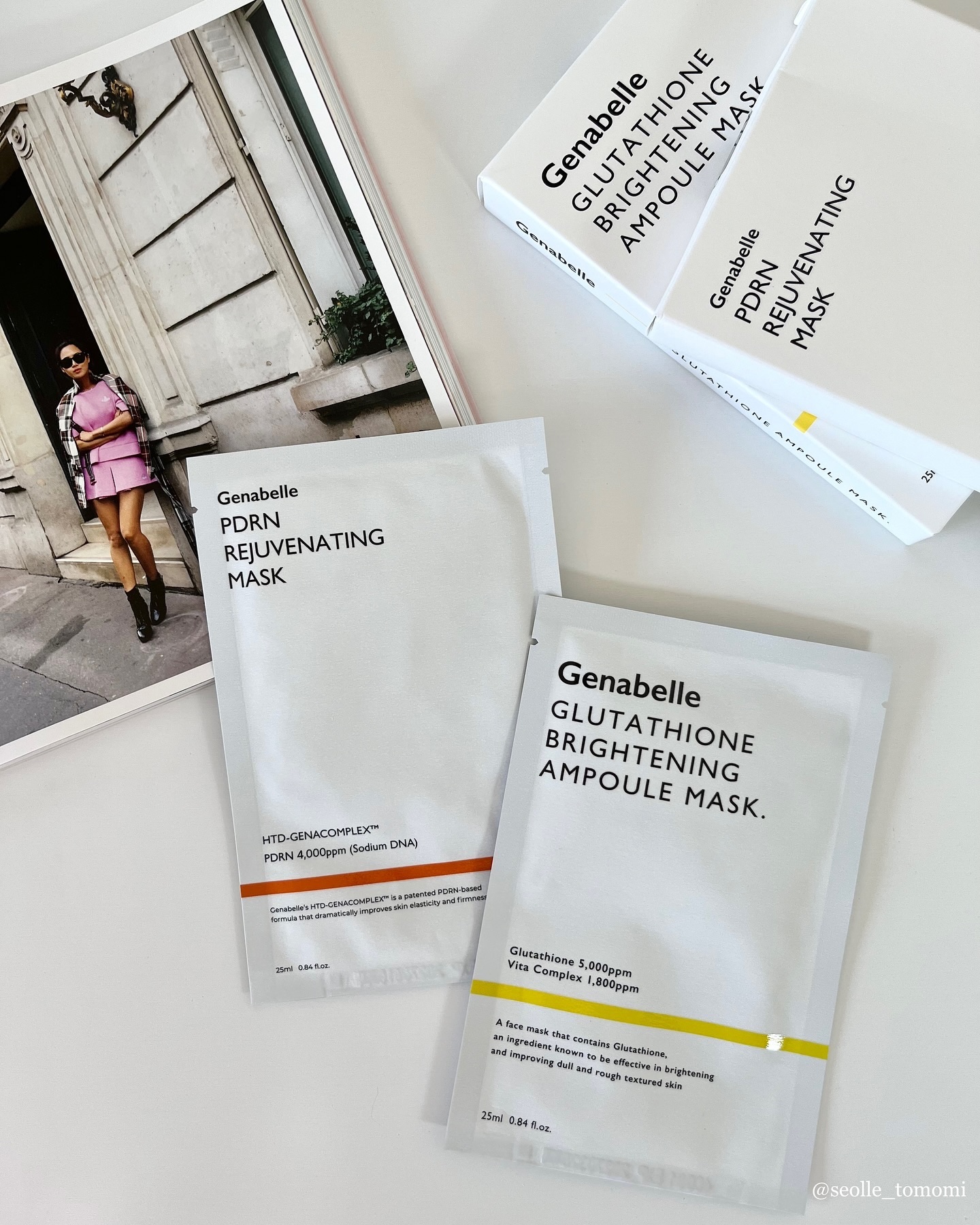 韓国有名皮膚科の院長が監修👨🏻‍⚕️
ダーマコスメブランド「ジェナベール」の
人気シートマスク2種類をレビューします🙌🏻

🏷️Genabelle
グルタチオンブライトニングアンプルマスク

抗酸化作用をもつ"グルタチオン"を配合