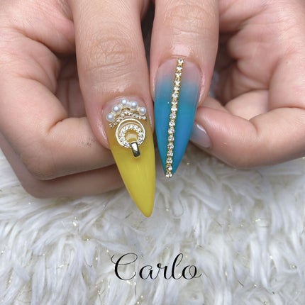 #夏ネイル,#ギャルネイル,#ロングネイル,#キラキラネイル,#グラデーションネイル,#リングネイルのネイルデザイン