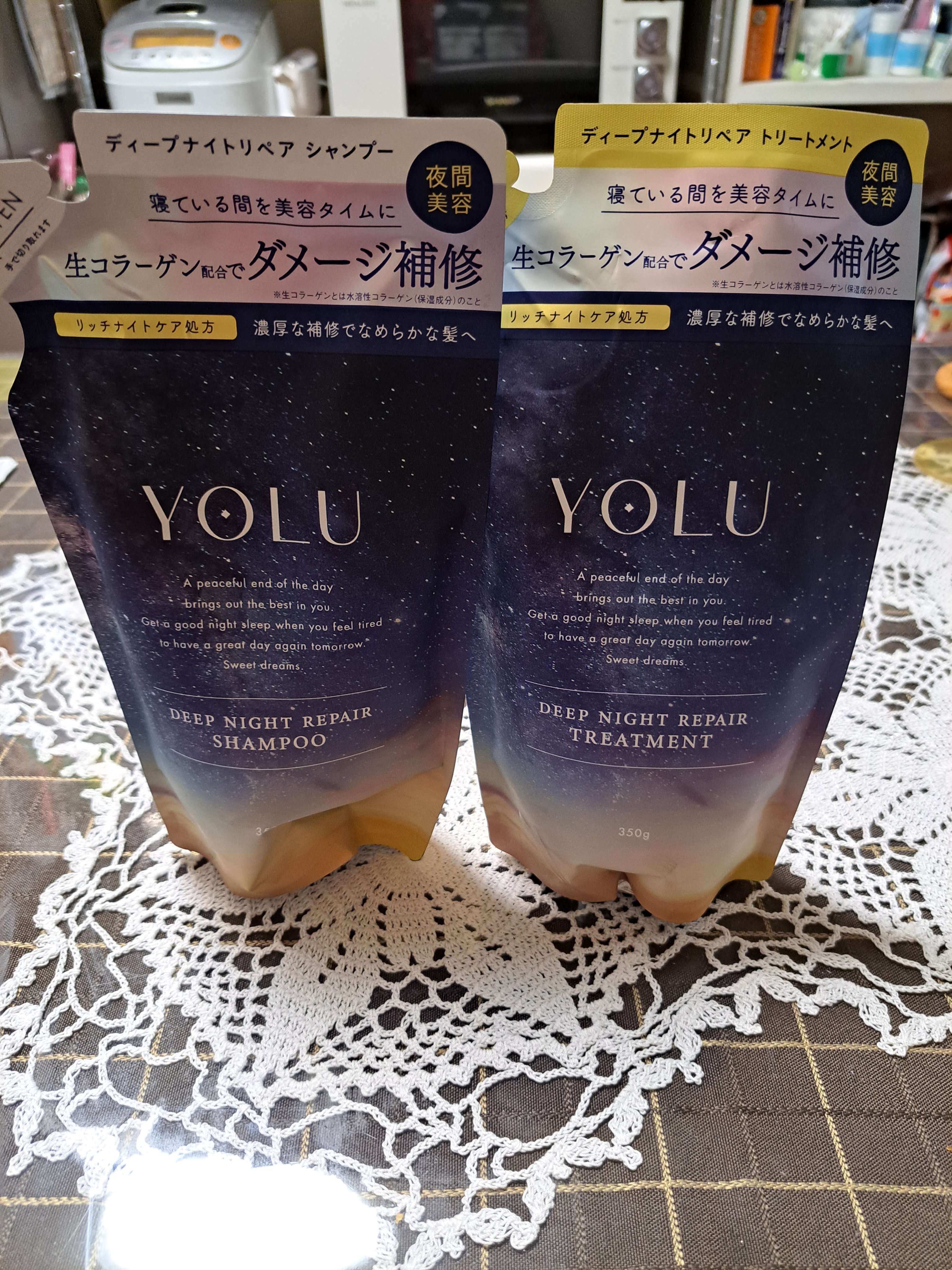 ディープナイトリペアシャンプー／トリートメント 詰替えシャンプー 350ml/YOLU/市販シャンプーを使ったクチコミ（1枚目）