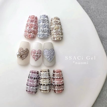 #ニットネイル,#ハートネイル,#ツイードネイル,#モコモコツイードネイル,#チェックネイル,#マットネイル,#冬ネイル,#クリスマスネイル,#大人可愛いネイルのネイルデザイン