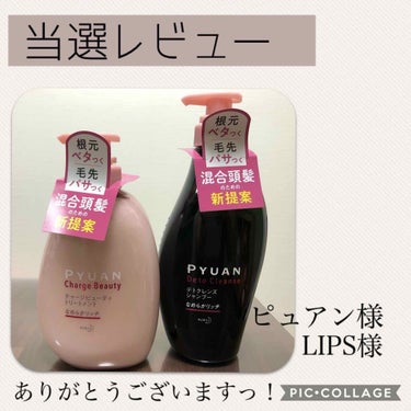 当選レビューです。

ピュアン様
LIPS様
ありがとうございます！


ピュアン　デトクレンズシャンプー
ピュアン　チャージビューティトリートメント


１週間使ってみて感じたのは、
デトクレンズシャ