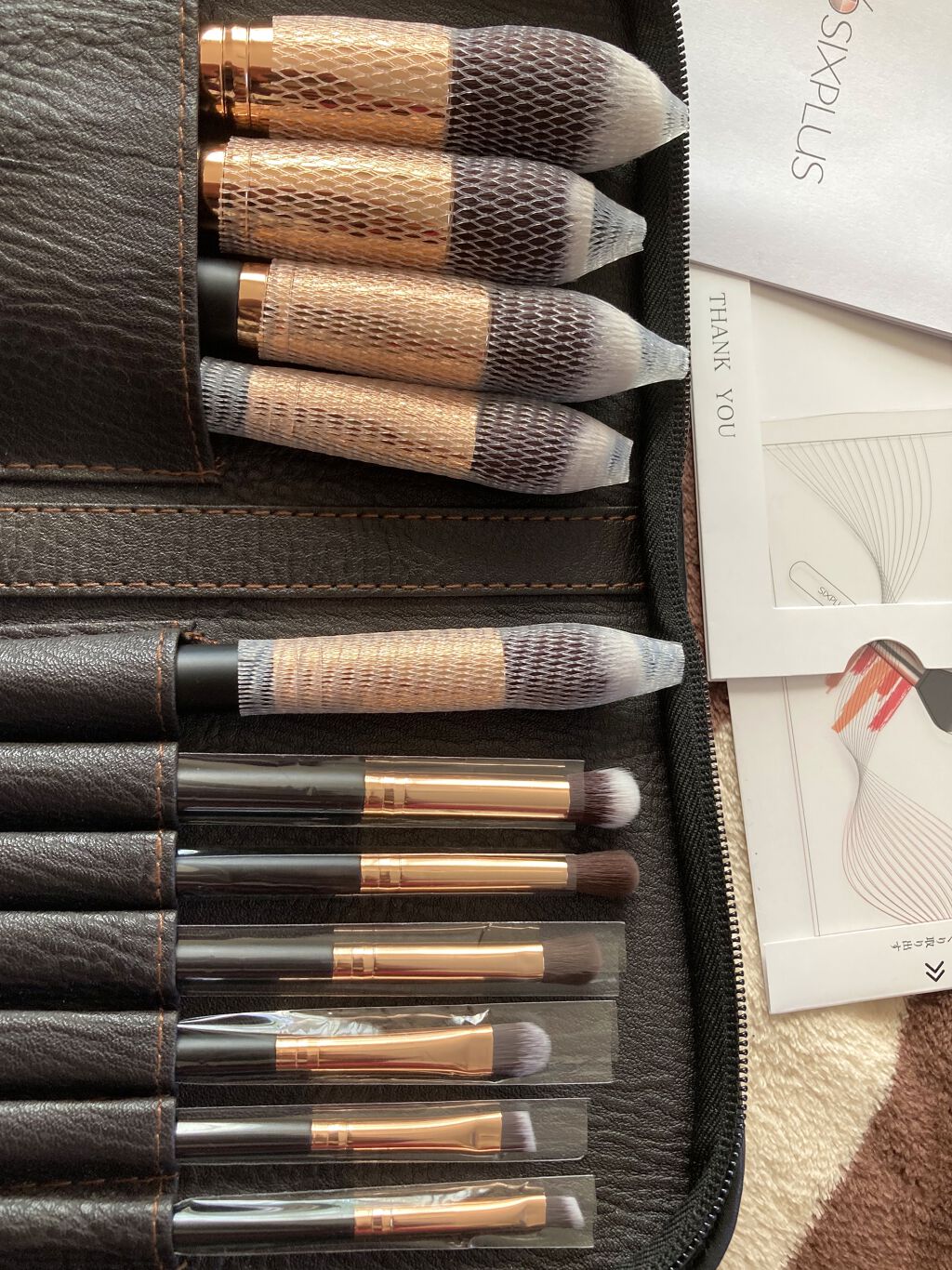 貴族のゴールド メイクブラシ11本セット 化粧ポーチ付き/SIXPLUS/メイクブラシを使ったクチコミ（2枚目）