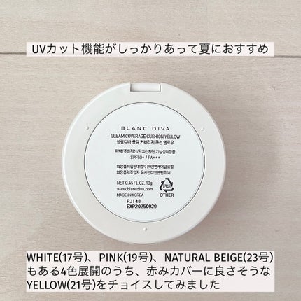 GLEAM COVERAGE CUSHION/BLANC DIVA/クッションファンデーションを使ったクチコミ(3枚目)