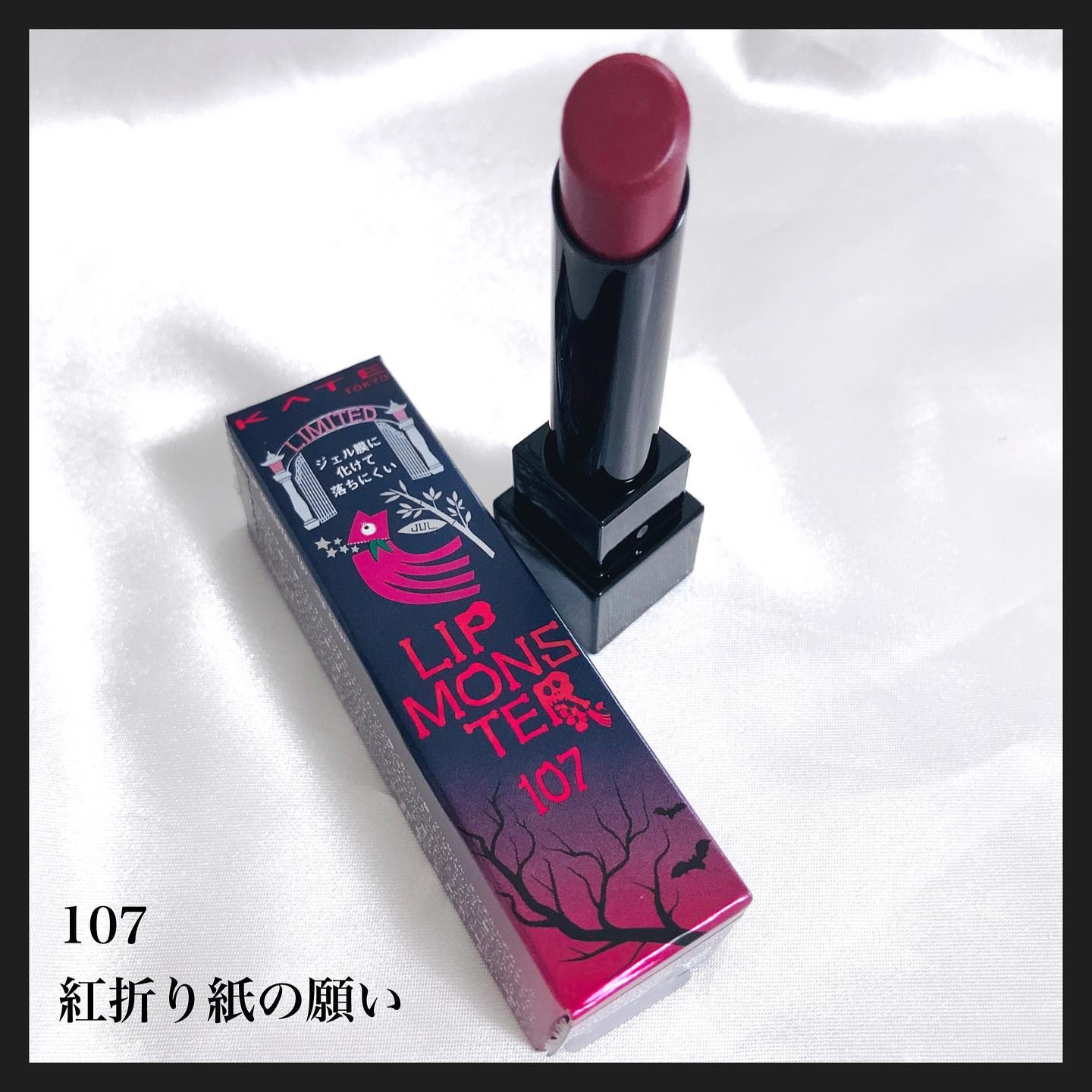 ケイト リップモンスター 107 紅折り紙の願い(限定色)/KATE/口紅を使ったクチコミ（2枚目）
